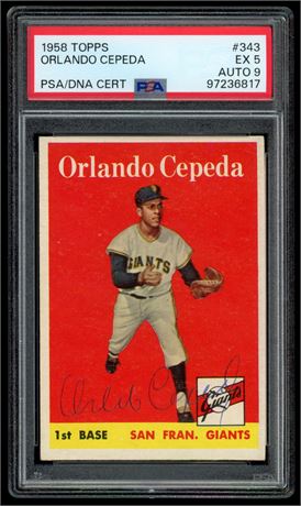 1958 Topps #343 Orlando Cepeda RC Signed PSA 5 Auto 9
