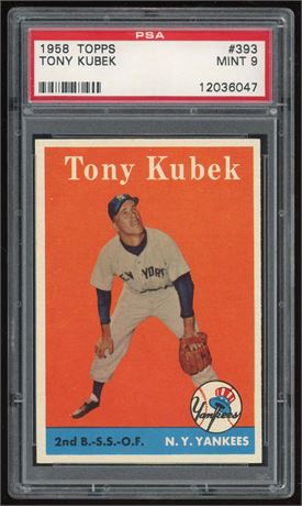 1958 Topps #393 Tony Kubek PSA 9 MINT Pop 37 Highest