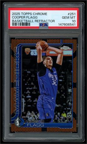 2025 Topps Chrome #251 Cooper Flagg RC Basketball Refractor PSA 10