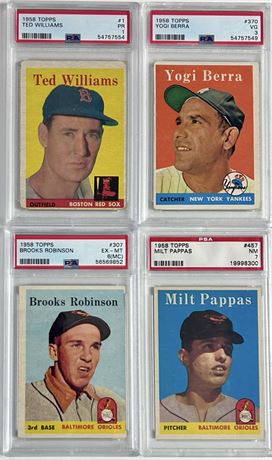 1958 Topps PSA Graded Lot (4) w/ Williams, Berra, and B. Robinson