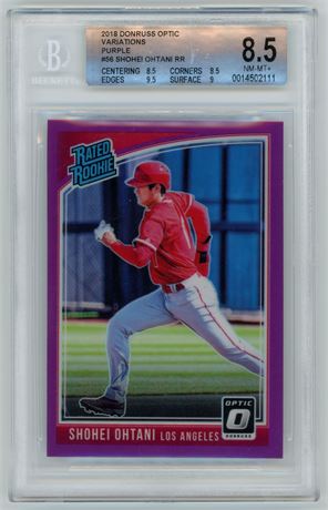 2018 Donruss Optic #56 Shohei Ohtani Rated Rookie Purple Variations BGS 8.5
