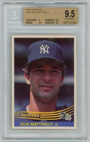 1984 Donruss #248 Don Mattingly RC BGS 9.5 GEM MINT