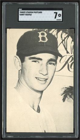 Yankee Stadium Postcard Sandy Koufax SGC 7 NM