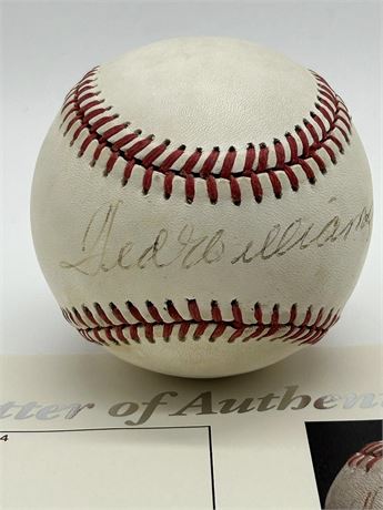 Ted Williams Autographed Bobby Brown Era American League Baseball JSA
