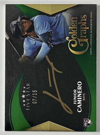 2024 Topps Five Star Junior Caminero RC Golden Graphs 7/15 On Card Gold Auto