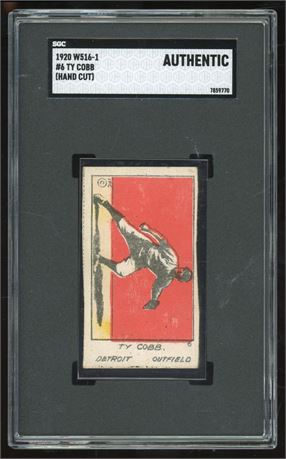 1920 W516-1 Strip #6 Card Ty Cobb Hand Cut HOF SGC Authentic Great Color
