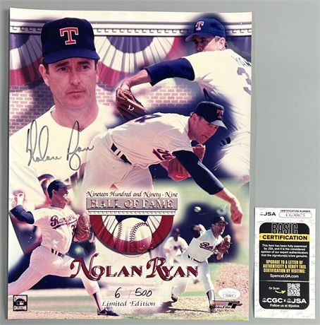 Nolan Ryan Signed 11x14 HOF Retirement Tribute Limited Edition 6/500 JSA (READ)