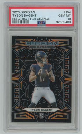 2023 Obsidian #154 Tyson Bagent RC 04/49 PSA 10 GEM MINT
