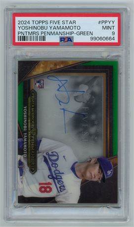 2024 Topps Five Star Yoshinobu Yamamoto RC Auto Green 4/10 PSA 9 MINT