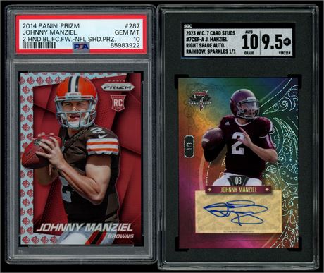 2014 Paninni & 2023 Wild Card PSA/SGC Johnny Manziel RC 64/75 and Auto 1/1