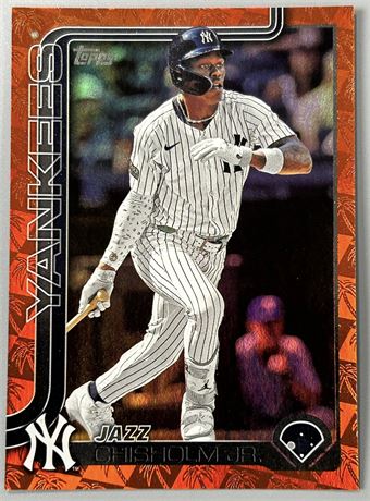 2025 Topps #185 Jazz Chisholm Spring Training Orange Foil 13/25