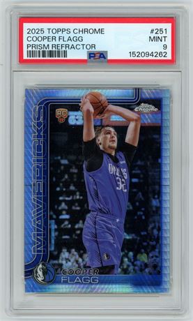 2025 Topps Chrome #251 Cooper Flagg RC Prism Refractor PSA 9 MINT