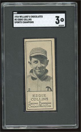 1924 Willard Chocolate #2 Eddie Collins Sports Champions SGC 3 VG