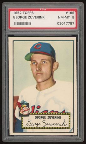 1952 Topps #199 George Zuverink RC PSA 8 NMMT Only 7 Higher