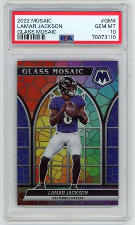 2022 Panini Mosaic Lamar Jackson Glass Mosaic Case Hit PSA 10 GEM MINT