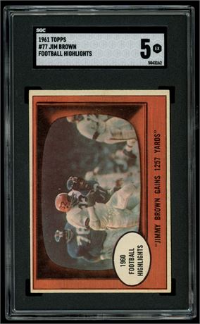 1961 Topps #77 Jim Brown Football Highlights SGC 5