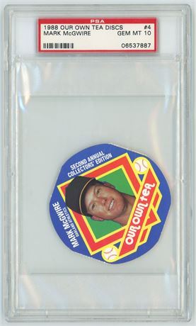 1988 Our Own Tea Discs #4 Mark McGwire PSA 10 GEM MINT Pop 1 (READ)