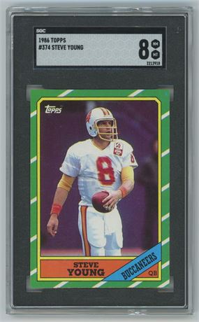 1986 Topps #374 Steve Young RC SGC 8 NMMT