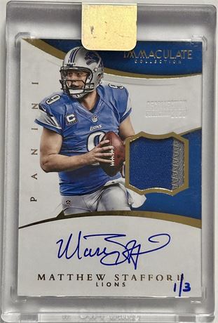 2015 Panini Immaculate Collection 1/3 Matthew Stafford Auto and Game Worn (READ)