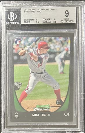 2011 Bowman Chrome Draft #101 Mike Trout RC BGS 9 MINT