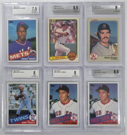 1983-85 BGS Graded Star RC Lot (6) w/ Clemens/Boggs/Puckett