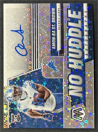 2021 Panini Mosaics Prizm Autographs No Huddle Amon-Ra St. Brown RC