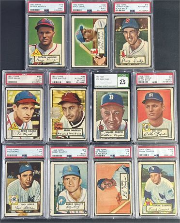 1952 Topps PSA/CSG Graded Lot (11) w/ Berra, Hodges & More