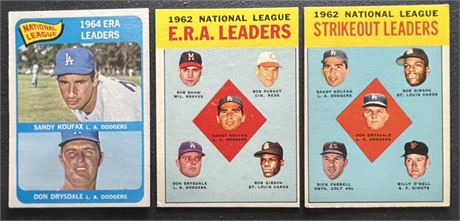 1963-1965 Topps Sandy Koufax League Leader Cards VGEX-EX