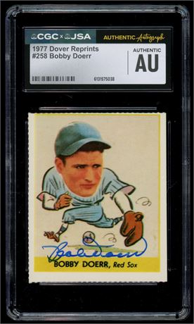 1977 Dover Reprints #258 Bobby Doerr CGC Authentic Auto