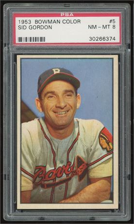 1953 Bowman Color #5 Sid Gordon PSA 8 NMMT