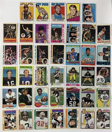 1971-1979 Football/Basketball HOF Lot (40) EX AVG READ