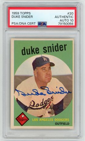1959 Topps #20 Duke Snider PSA Authentic Auto 10