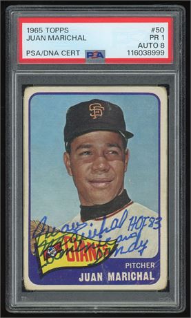 1965 Topps #50 Juan Marichal Auto PSA 1 Auto 8