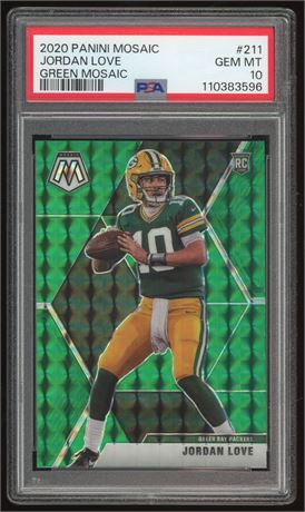 2020 Panini Mosaic #211 Jordan Love RC Green Mosaic PSA 10 GEM MINT