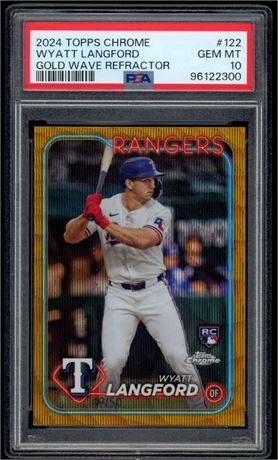 2024 Topps Chrome #122 Wyatt Langford RC Gold Wave Refractor 49/50 PSA 10