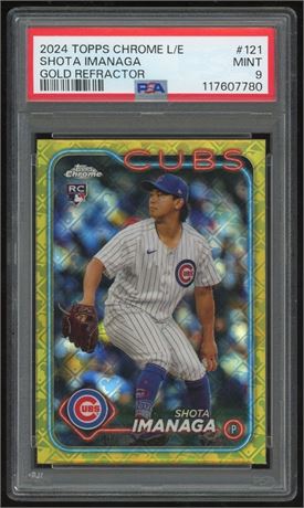 2024 Topps Chrome Logofractor #121 Shota Imanaga RC Gold Refractor 50/50 PSA 9
