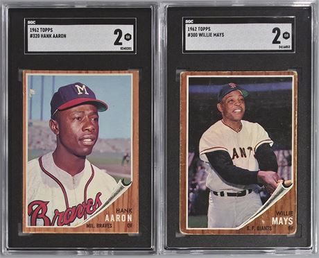 1962 Topps SGC Graded Star Lot (2) Aaron/Mays
