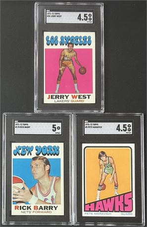 1971 Topps Basketball SGC Graded Lot (3) w/ West, Barry, Maravich