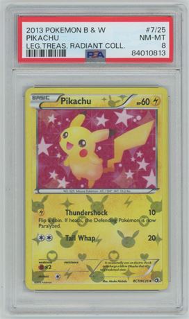 2013 Pokémon B & W #7/25 Pikachu Legendary Treasures Radiant Collection PSA 8