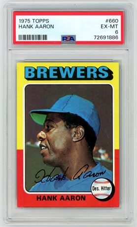 1975 Topps #660 Hank Aaron PSA 6 EXMT