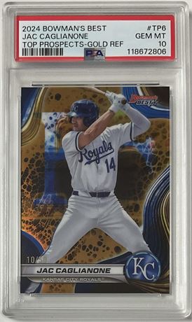 2024 Bowman Best Jac Caglianone RC Top Prospects Gold Refractor 10/50 PSA 10