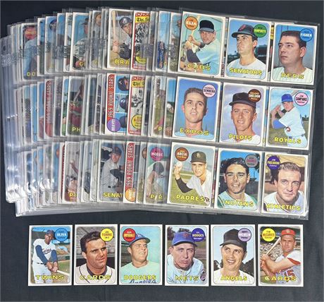 1969 Topps Partial Set (180+) w/ Stars & Many Hi #'s EXMT AVG