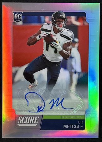 2019 Panini Chronicles Score #453 DK Metcalf RC Refractor Auto 26/75