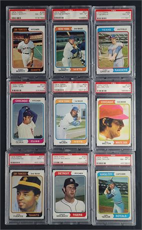 1974 Topps Baseball PSA NM to MINT Graded Lot (9)