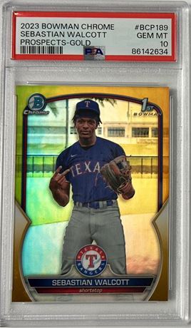 2023 Bowman Chrome Sebastian Walcott Prospects-Gold 43/50 PSA 10 GEM MINT
