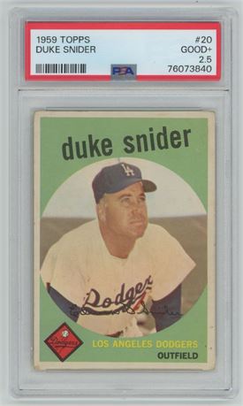 1959 Topps #20 Duke Snider PSA 2.5 GOOD+ CENTERED