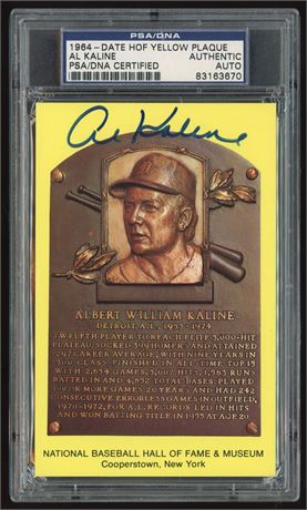 1964 Date HOF Yellow Plaque Al Kaline PSA Authentic Auto