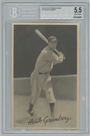 1939 Goudey Premiums R303B #12 Hank Greenberg BGS 5.5 EX+ Pop 2 Highest