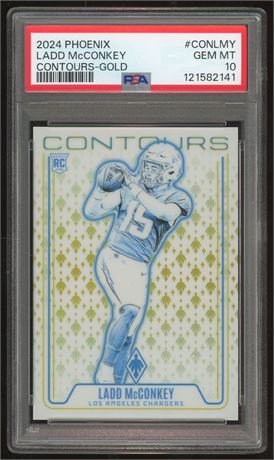 2024 Phoenix Ladd McConkey RC Contours Gold 10/10 PSA 10 GEM MINT