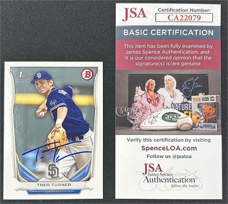 2014 Bowman Draft Trea Turner RC On Card Auto JSA